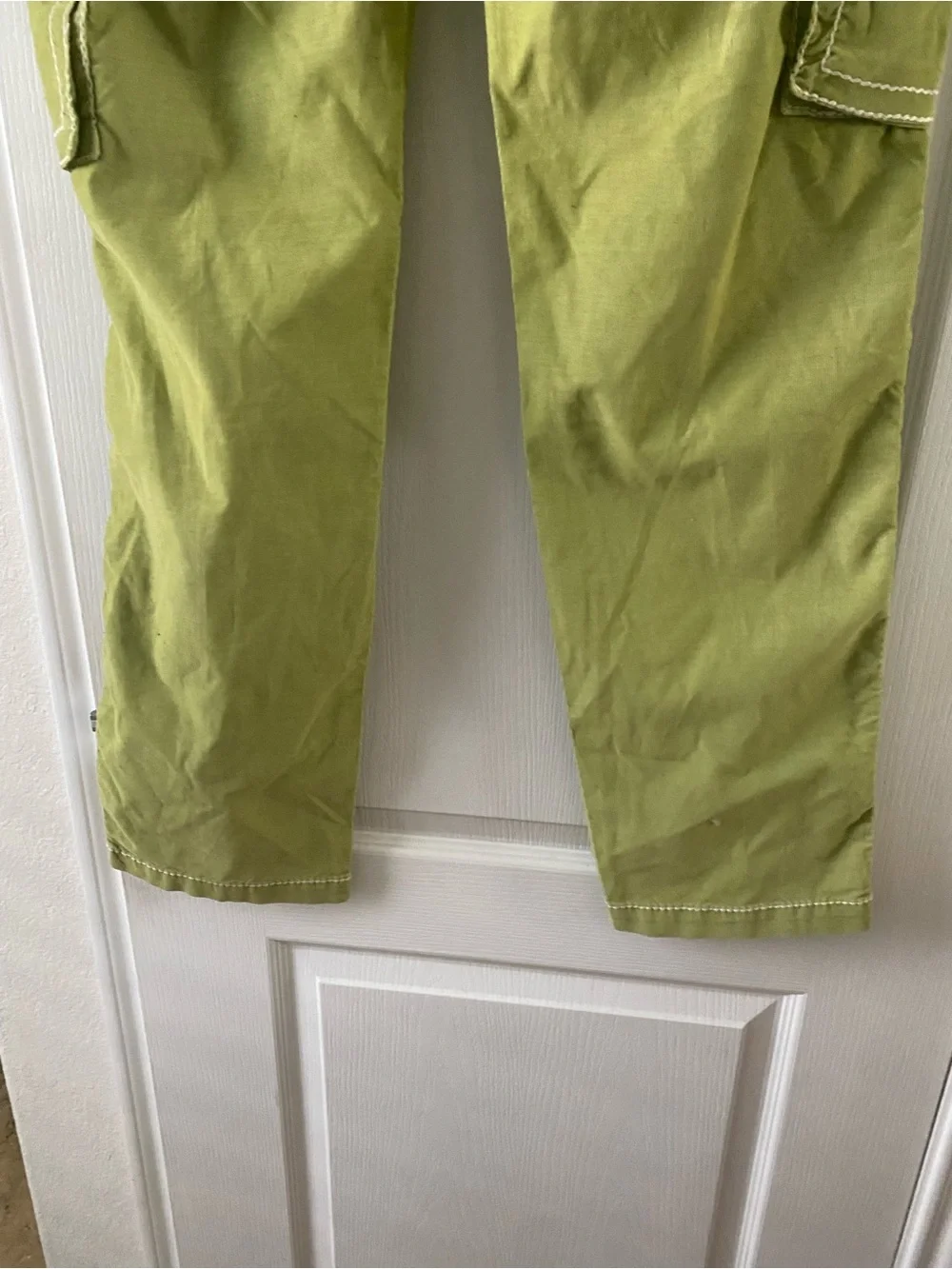 True Religion Y2K Relaxed Ace Cargo Pants Kalamata Green Contrast Stitch 36